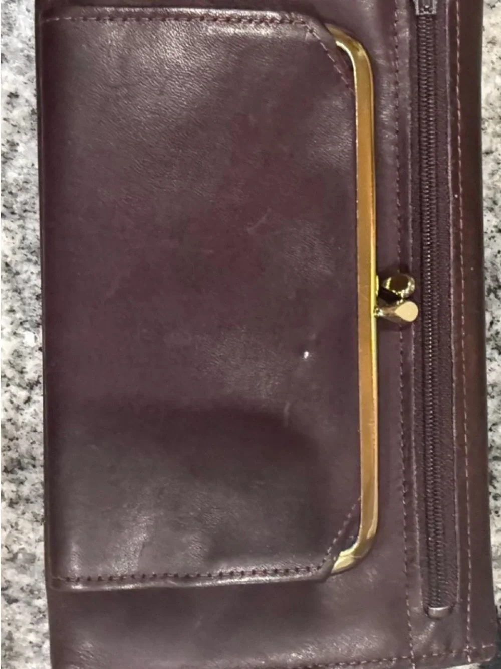 Rolfs Brown Leather Cowhide Wallet with Gold Accent